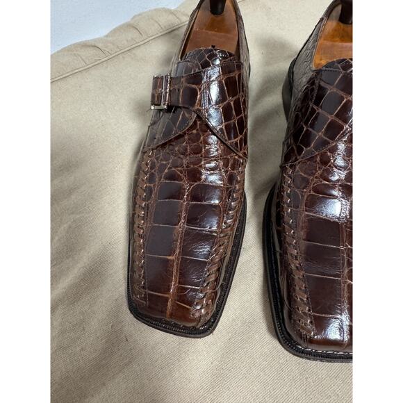 Mezlan Platinum Shoes Mens Size 8.5 Brown Genuine Alligator Monk Strap Dress main image 5